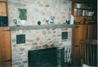 Fireplace inside cabin