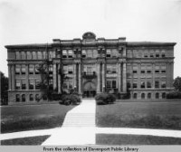 View of front of Davenport High School, 1920's